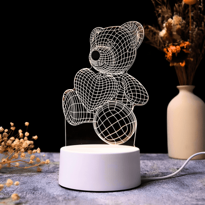 Διακοσμητικό Αρκουδάκι Φωτιστικό 3D Illusion LED Διάφανο
