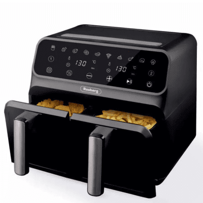 Φριτέζα αέρος διπλή Rosberg Premium RP51980N, 1700W, 8l, Χρονοδιακόπτης , 200C, Μαύρο