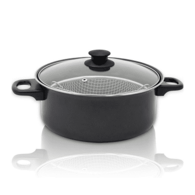Κατσαρόλα με καλάθι τηγανίσματος Rosberg R51213A, 24 cm, 4 λίτρα, Μαύρο