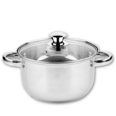 Κατσαρόλα Rosberg R51210O20, 20x11.5 cm/ 3 L, 24x13.5 cm/ 5 L, Γυάλινο καπάκι με τρύπα εκτόνωσης ατμού, Inox