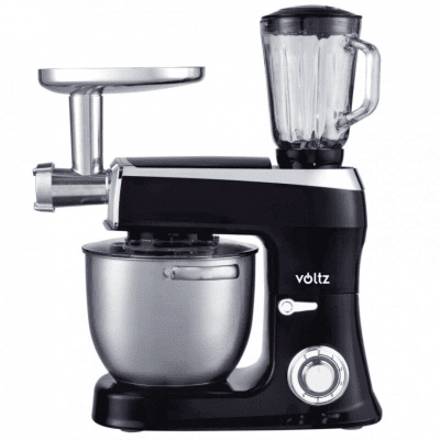 Κουζινομηχανή Voltz V51115AS, 2100W, 7,5 λίτρα, Κιμαδομηχανή και μπλέντερ, 3 αναδευτήρες, 6 επίπεδα ταχύτητας + Παλμός, Μαύρο