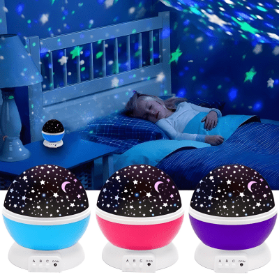 Led Περιστρεφόμενο Παιδικό Φωτιστικό Projector με Προβολή Αστεριών