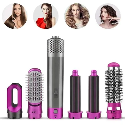 Βούρτσα styling 5in1 Rosberg R51100W, 1000W, 5 εξαρτήματα, κρεμαστό δαχτυλίδι, μωβ