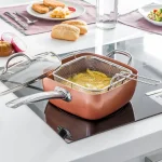 Πολυλειτουργικό τηγάνι Copper Pan, 4,3L, Για φούρνο και εστίες, 24cm, Καλάθι, Επαγωγή, Χάλκινο