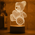 Διακοσμητικό Αρκουδάκι Φωτιστικό 3D Illusion LED Διάφανο