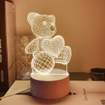 Διακοσμητικό Αρκουδάκι Φωτιστικό 3D Illusion LED Διάφανο
