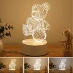 Διακοσμητικό Αρκουδάκι Φωτιστικό 3D Illusion LED Διάφανο