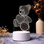 Διακοσμητικό Αρκουδάκι Φωτιστικό 3D Illusion LED Διάφανο