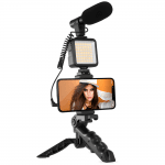 Σετ Vlogging Live Streaming Selfie Stick Τρίποδο Κινητού με Bluetooth Μαύρο - φωτισμός, μικρόφωνο και ασύρματο τηλεχειριστήριο
