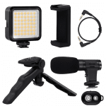 Σετ Vlogging Live Streaming Selfie Stick Τρίποδο Κινητού με Bluetooth Μαύρο - φωτισμός, μικρόφωνο και ασύρματο τηλεχειριστήριο