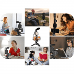 Σετ Vlogging Live Streaming Selfie Stick Τρίποδο Κινητού με Bluetooth Μαύρο - φωτισμός, μικρόφωνο και ασύρματο τηλεχειριστήριο