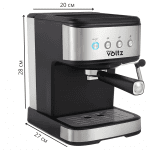 Μηχανή Espresso Оliver Voltz OV51171F, 1.2 l, 20 bar, 1100W, ανοξείδωτο φίλτρο, για κρέμα με άψογο χρώμα, Μαύρο/Inox