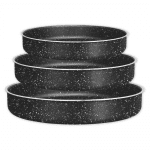 Ταψί Rosberg R51222MR26, 26х5.5 cm/ 30х6 cm/ 32х7 cm, χωρίς PFOA, Ατσάλι, Μάρμαρο. επίστρωση, Αντικολλητική, Μαύρη