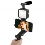 Σετ Vlogging Live Streaming Selfie Stick Τρίποδο Κινητού με Bluetooth Μαύρο - φωτισμός, μικρόφωνο και ασύρματο τηλεχειριστήριο